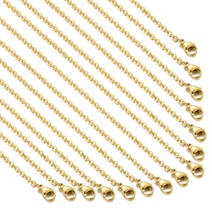 Authentic 20 Pack Necklace Chains Gold Plated Cable Chain Necklace Bulk