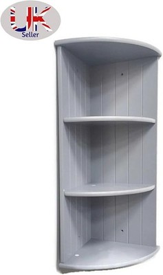 Eck-Wandregal 3 Ebenen Grau Bad Küche Aufbewahrung Modern Display