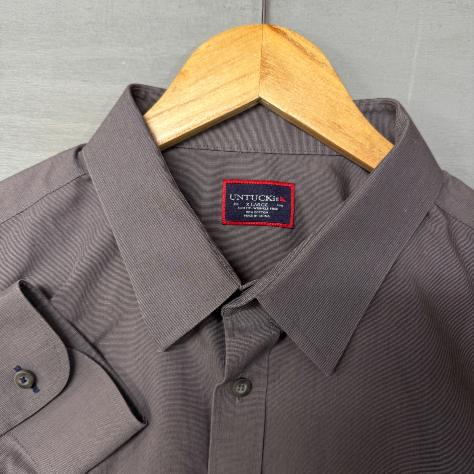 UNTUCKit Men's Solid Gray Button Down Long Sleeve… - image 3