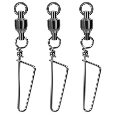 50pcs Fishing Rolling Barrel Swivels Snaps 0-10# Brass Stainless Steel Saltwater