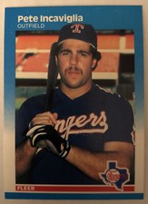 1987 Fleer Pete Incaviglia Baseball Card #128 Rangers Rookie (RC) Mid-Grade O/C. rookie card picture