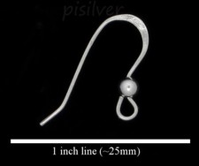 Genuine Sterling Silver French Wire Hook Earwire w/Round Bead Earring Finding