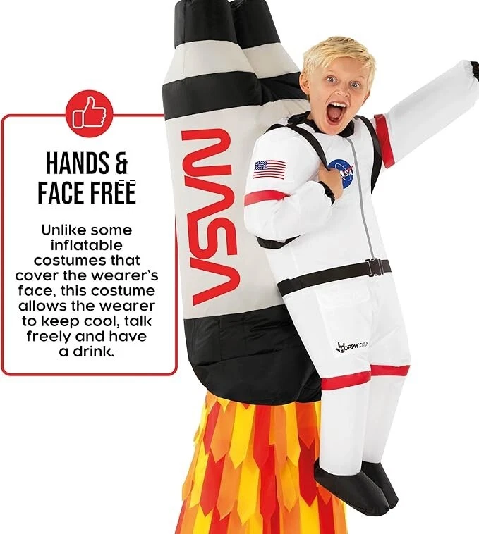 Kids Jetpack Inflatable Costume Boys Astronaut Rocket Jet Pack Pick Me Up Suit - Image 4 of 4