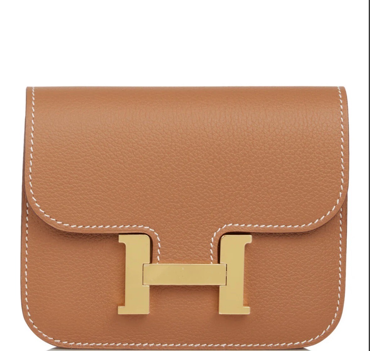 Hermes Constance Slim Wallet In gold (brown) Leather With Gold Hardware