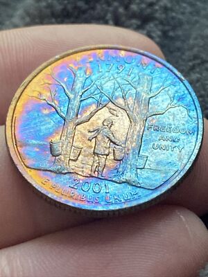 2001 D Vermont State Quarter Actual Coin One-of-a-kind Unique Blue