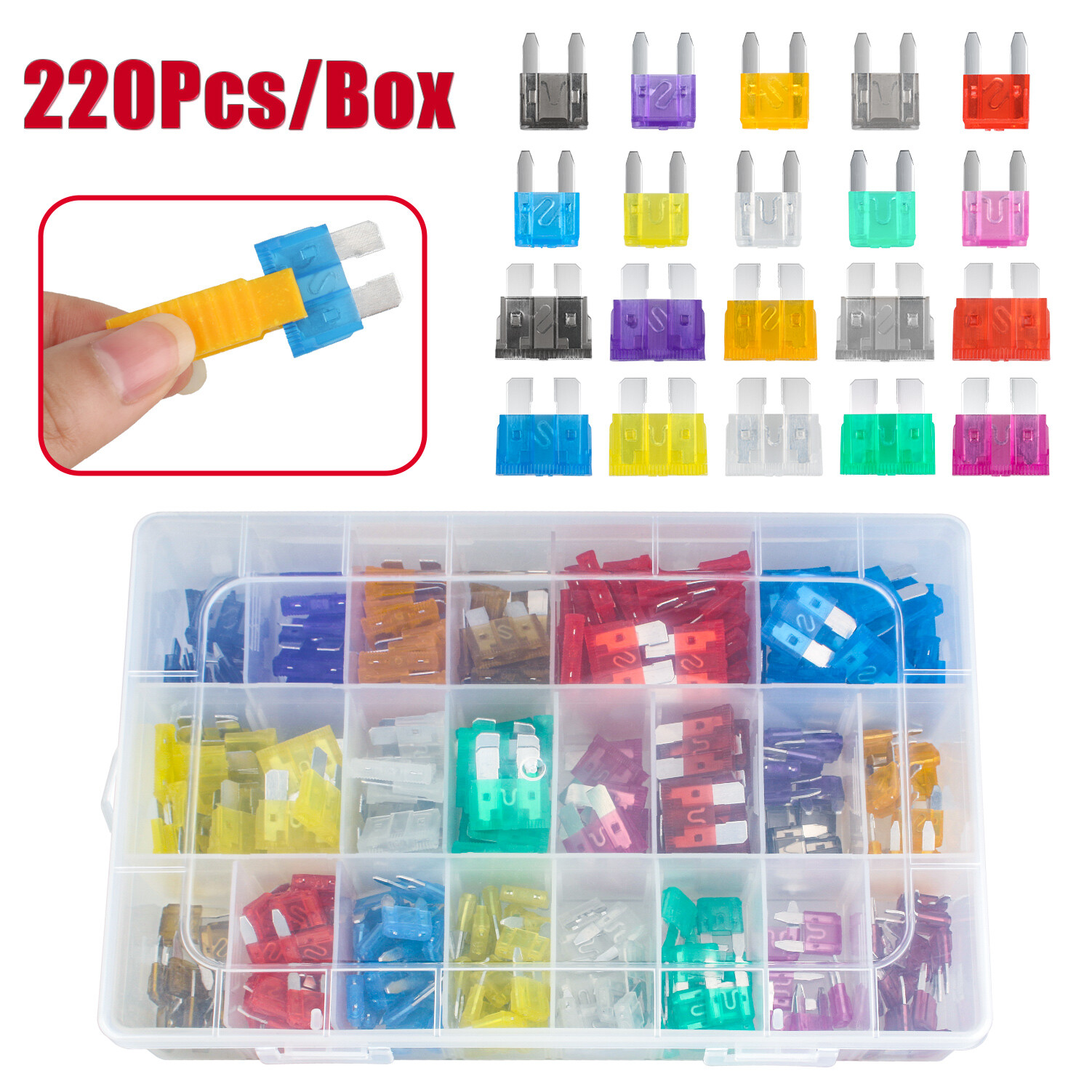 300pcs Car Automotive Medium Standard Fuses Auto Blade Fuse Assortment