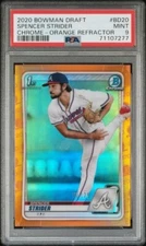 SPENCER STRIDER ROOKIE 2020 Bowman Chrome ORANGE REFRACTOR /25 PSA 9 MINT Braves