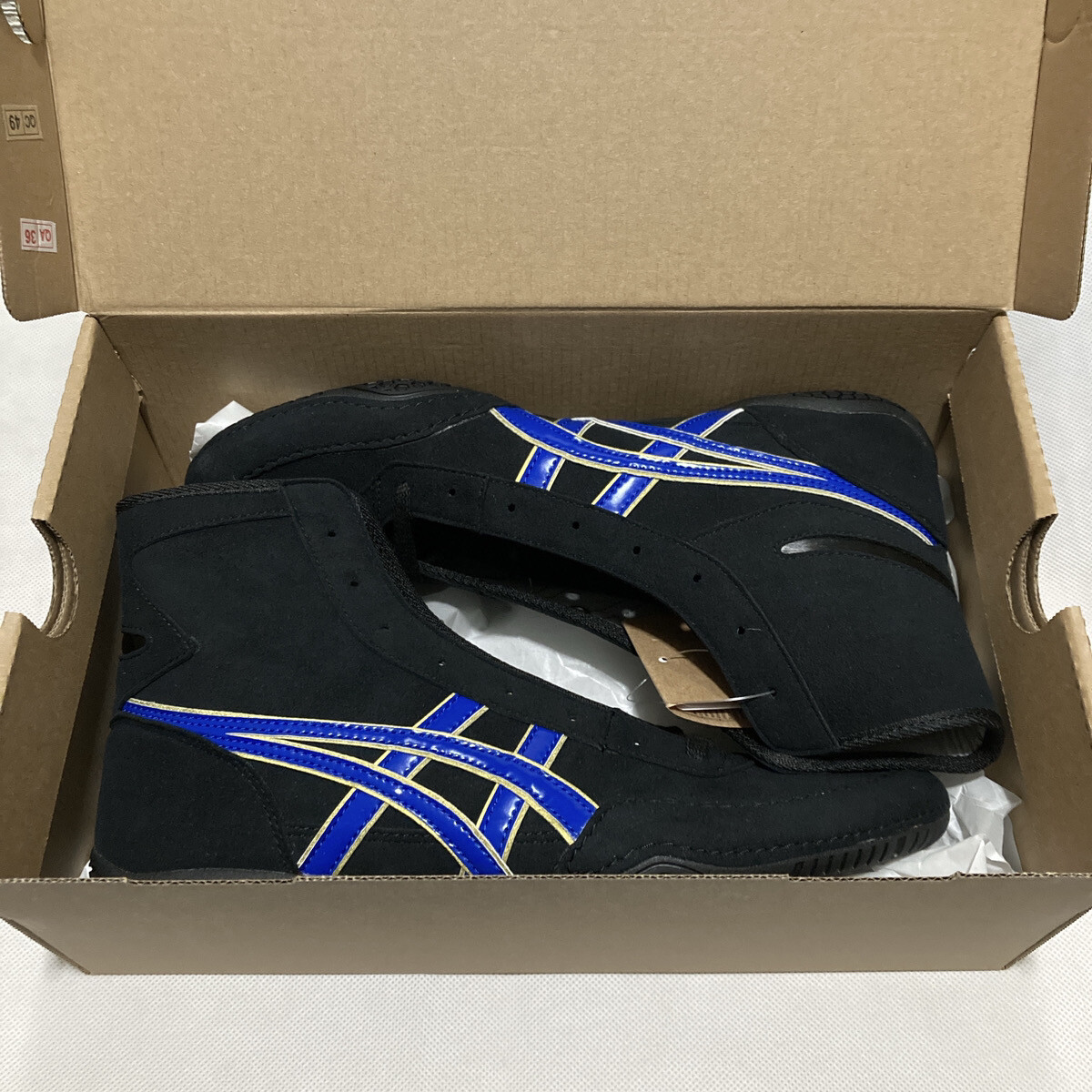 ASICS 1083A001 EXEO TWR900 Black Royal Blue Gold Men Wrestling Boxing