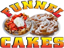 FUNNEL CAKES PLAIN & FRUIT VINYL DECAL (CHOOSE A SIZE)  STANDS BOARDWALK SHOPS