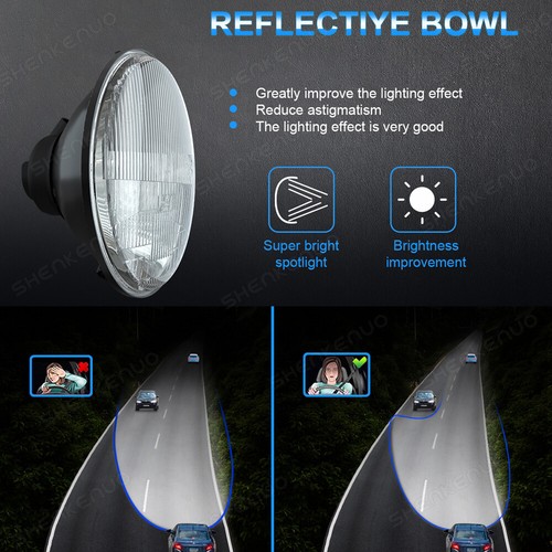 For Ford LN7000 LN8000 LN9000 Trucks 7" Chrome LED Halogen Headlight Hi/Lo Bulbs - Picture 9 of 18