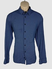 975 Giorgio Armani Men's Blue Stretch Long-Sleeve Dress Shirt Size 17.5 / 44