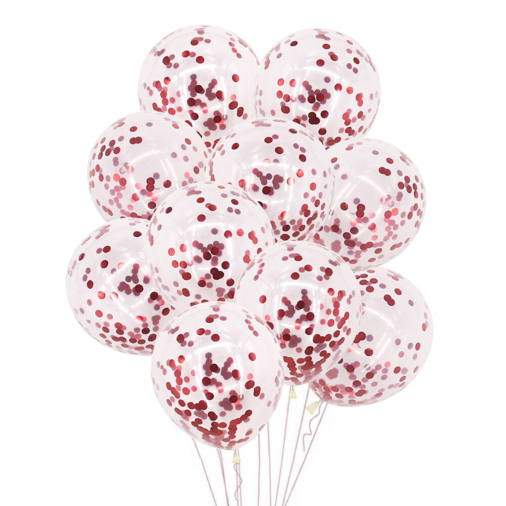 TtS 10pcs Red Large Confetti Latex Balloons Helium Birthday Party Wedding Decor