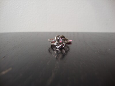 VINTAGE INTRICATE TWO SEPARATE RINGS FORMING ONE LOVE KNOT RING SILVER ...