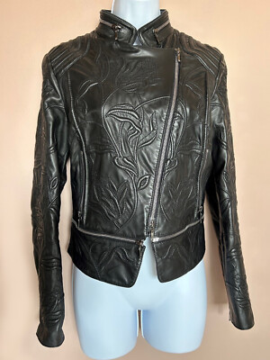 wunderschönes Perfect Leder schwarz bestickt Escada, Gr. 38/M, Top Zustand