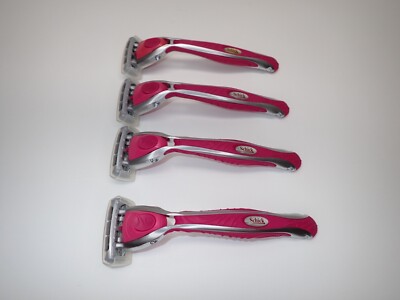 Schick Quattro Metal & Rubber Shaving Handles w/ Razor Heads New Sealed Box 4ea