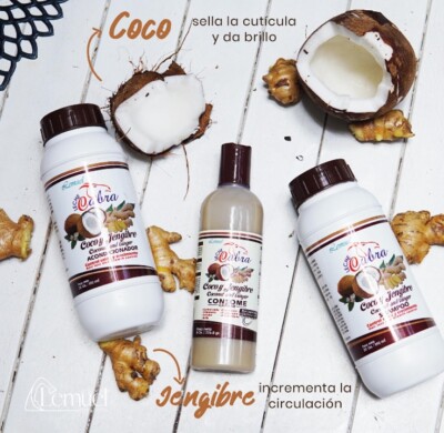 Lemuel set de 3 coco y jengibre lemuel  shampoo , acondicionador  yConsome