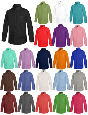 NE PEOPLE Boys' & Junior Long Sleeve Solid Button-Down Dress shirt [NEGT103]