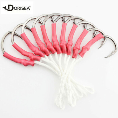 Assist Hooks Black Stainless Steel Jigging Fishing Hook with PE Line 1/0-10/0