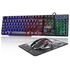 Cakce RGB Gaming Keyboard and Colorful Mouse ComboUSB Wired LED Backlight Gam...