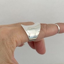 Sterling Silver Concave Band Ring, Boho Ring, Silver Ring, Wide Band