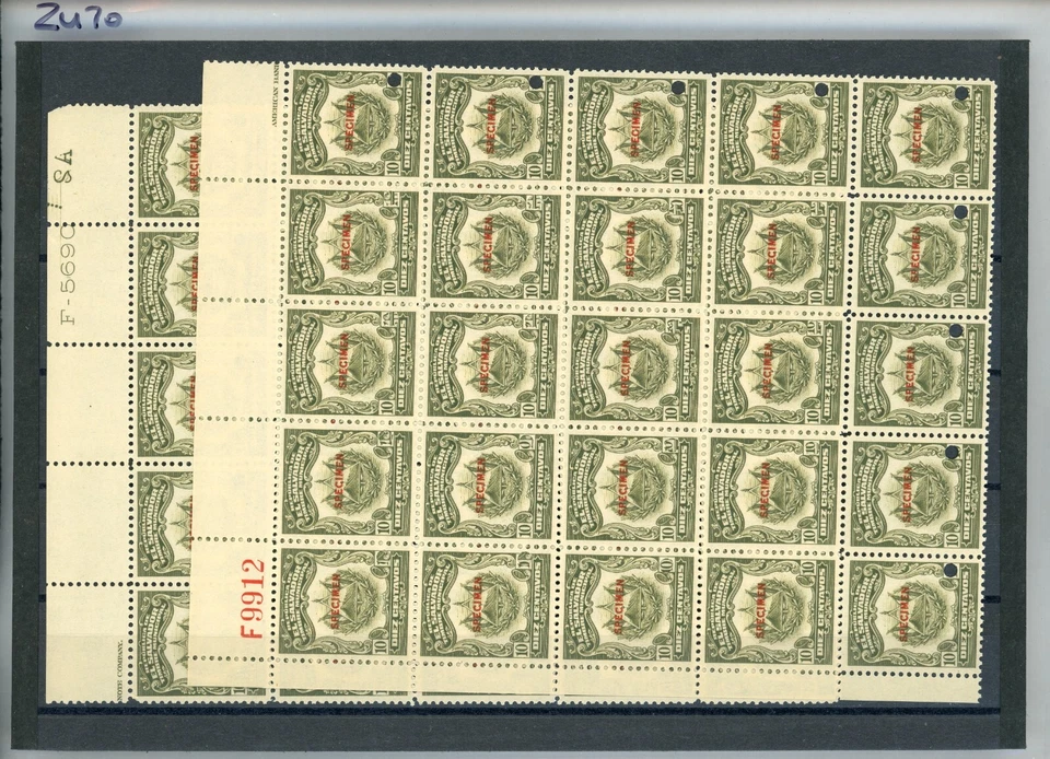 EL SALVADOR Revenue 10c ABNCo MUNICIPAL *F9912* SPECIMEN 2 Blocks{25}MNH ZU70 - Image 4 of 4