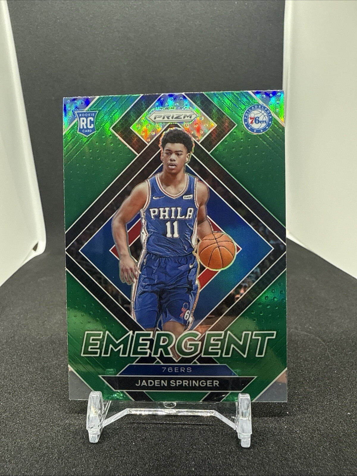 2021-22 Panini Prizm - Emergent Green Prizm #26 Jaden Springer (RC)
