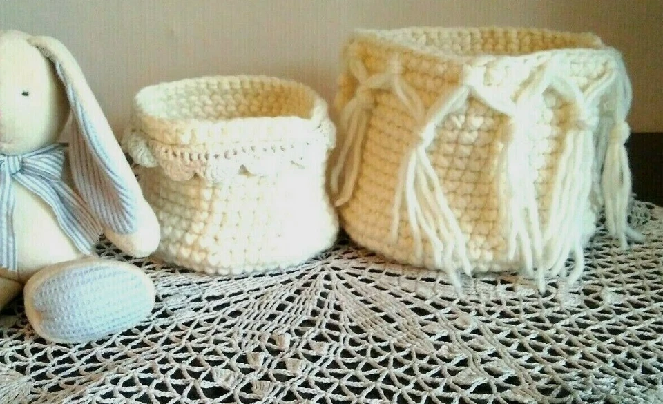 Set of 2 crochet baskets, Storage boxes, Decorative storage baskets,Home decor - Image 2 of 4