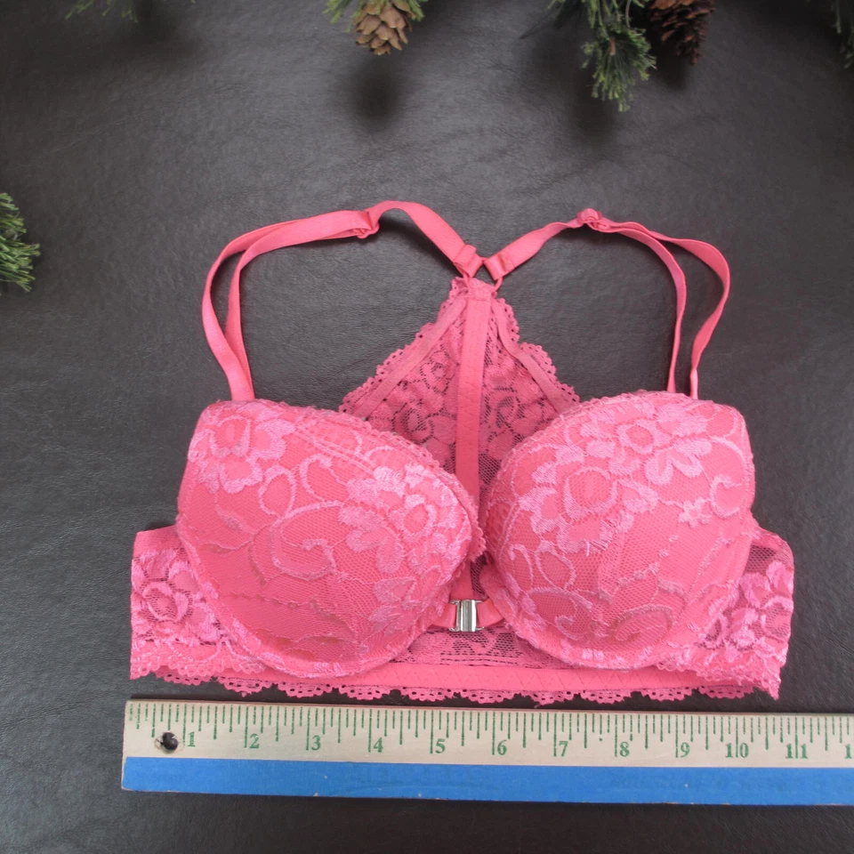 Sujetador Tarea Rue21 32B Rosa Encaje Acolchado Con Aros Cierre Ajustable Frontal Foto 2 de 4
