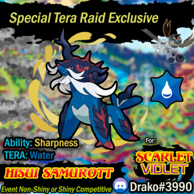 HISUI Samurott EVENT OR  SHINY  6IV BATTLE READY  POKEMON SCARLET AND VIOLET