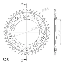 Sprocket Supersprox Stealth 525 LK 140.0mm Ø 120mm 41Z 5 Hole Aluminium Steel