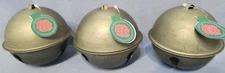 Christmas Decor - 3 1/2" Metal Sleigh Bells Weathered Silver Finish Set of 3
