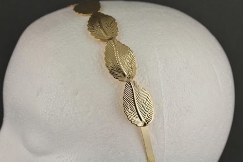 Gold shiny leaf crown Leaves headband hair band greek toga roman costume laurel - Picture 3 of 7