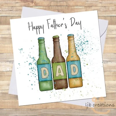 Fathers Day Card for DAD - Beer Bottles - Lager Drinker - Happy Father's Day