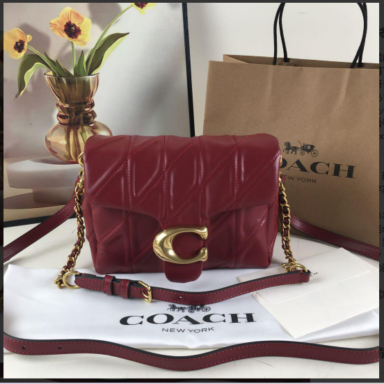 COACH CW629 Times Square Tabby Shoulder Bag 20 Quilted Merlot Ruby