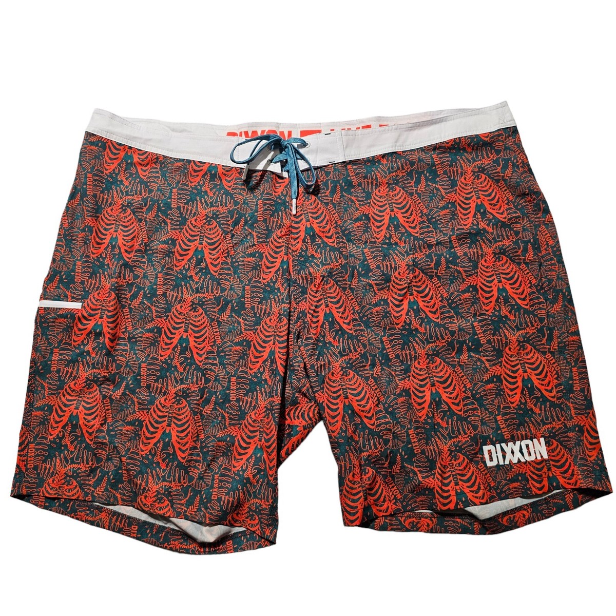 Dixxon Board Shorts Mens 48 Swim Surf Shorts Red Teal Zipped Pockets  Drawstring