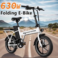 630W 2-Seat 16" Tire Foldable Ebike 25MPH Commuter Electric Bicycle for Adult US