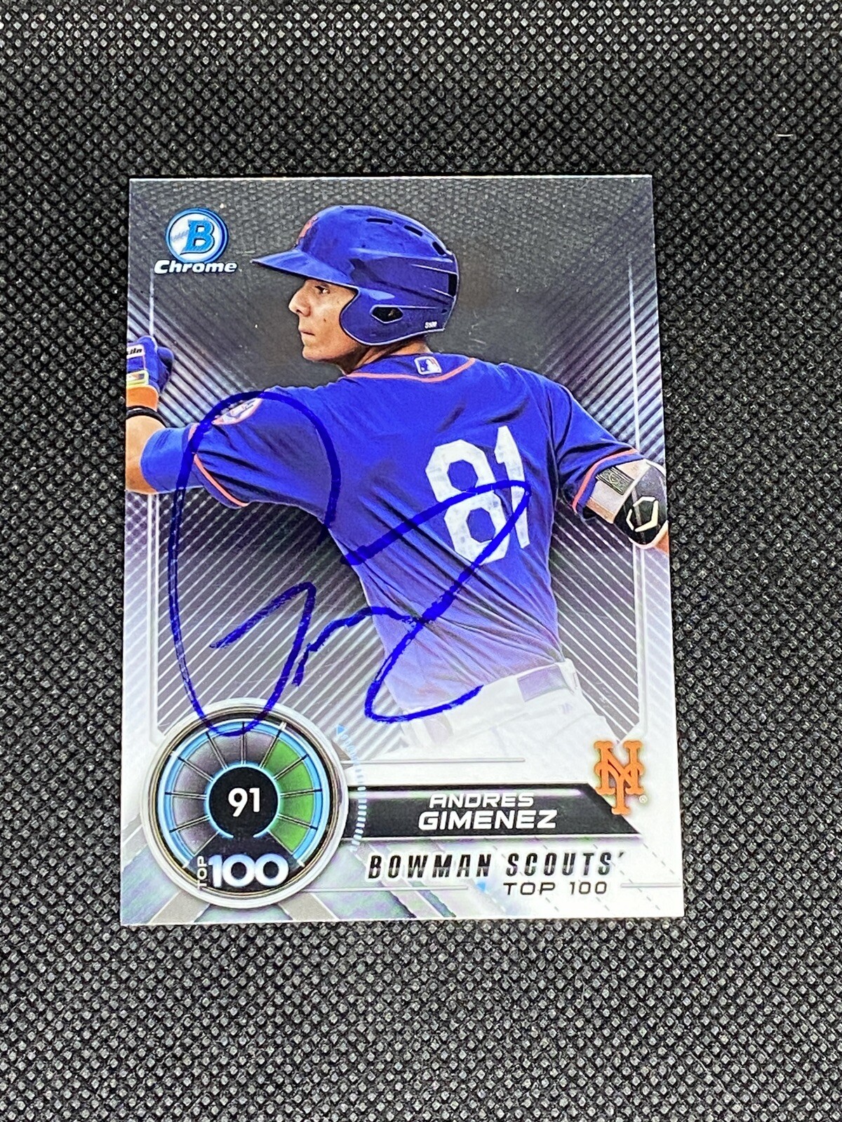 Andres Gimenez New York Mets 2018 Bowman Chrome Signed Auto Card #BTP-91 ~ COA