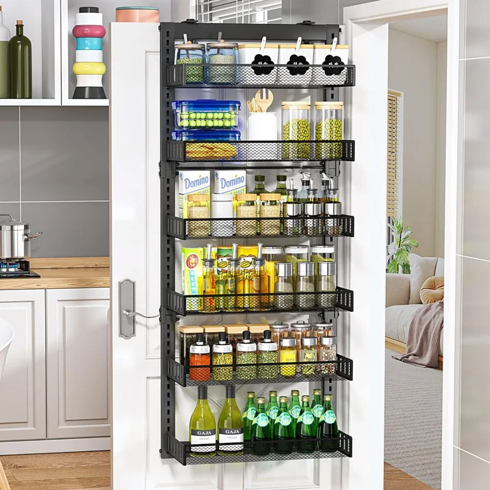 2/4/6 Tier Over Door Hanging Kitchen Bathroom Storage Spice Rack