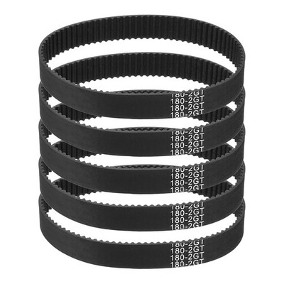 180mm GT-2 Timing Belt, 5pcs 9mm Width 2mm Pitch 3D Printing Closed Loop, Black