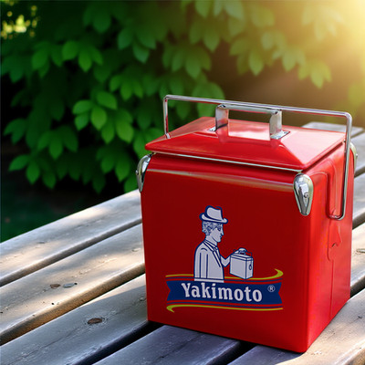 Yakimoto Vintage Cooler 14QT, Red, Backyard Garden Casual Lunch Box Portable