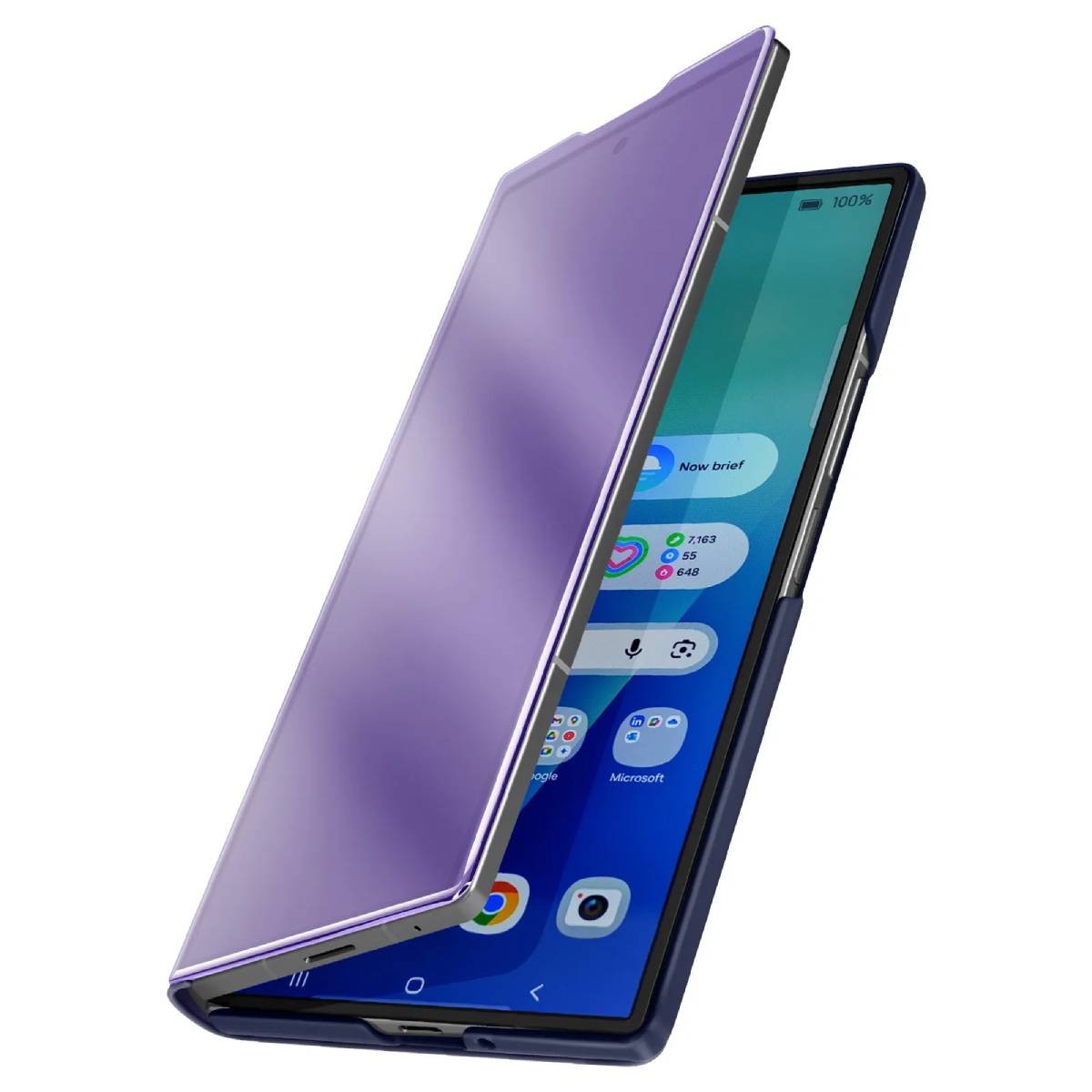 Coque Clear View Galaxy Z Fold7 violette ultra fine en polycarbonate Avizar