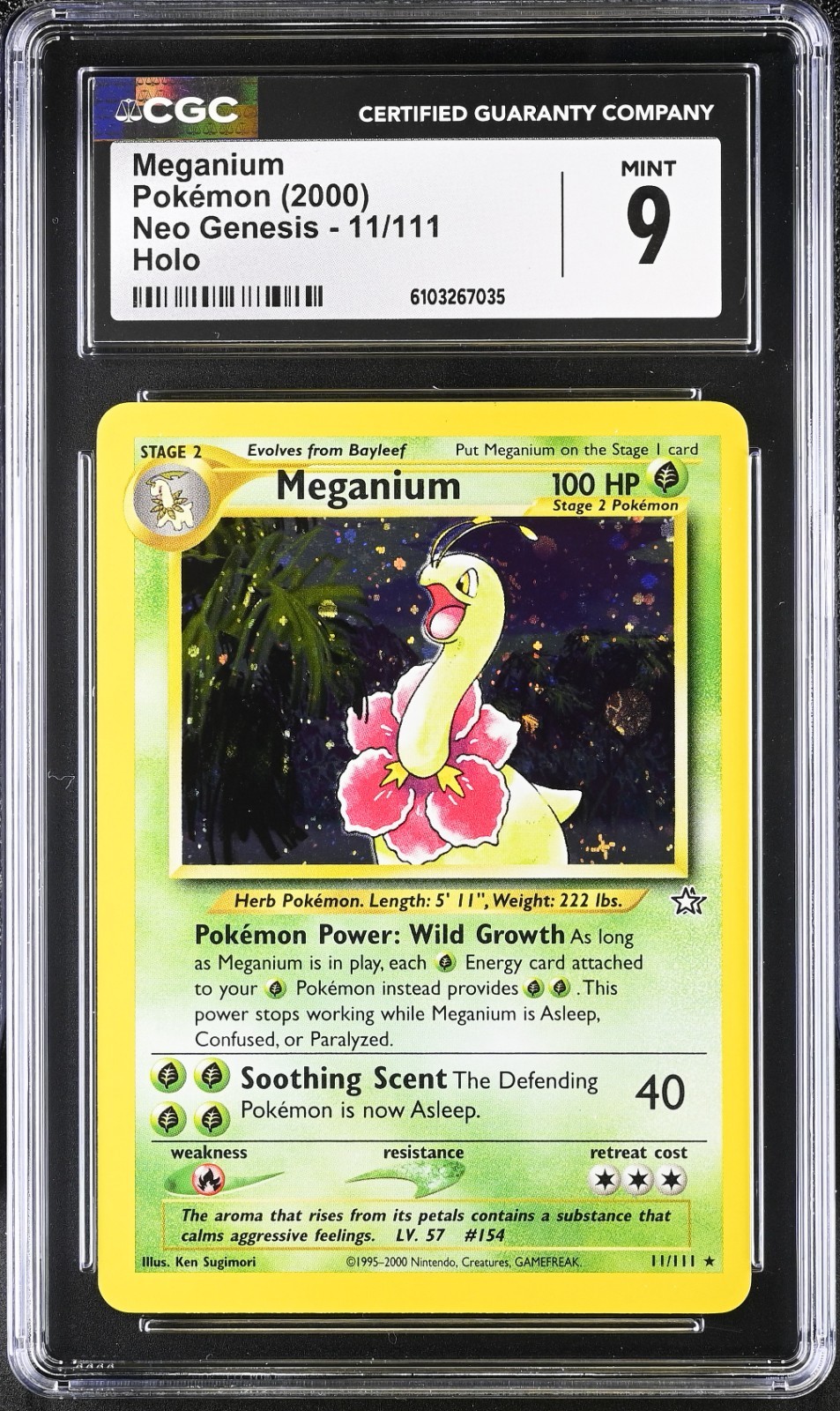 CGC 9 MINT Meganium 2000 Neo Genesis 11/111 Holo Pokemon Card psa