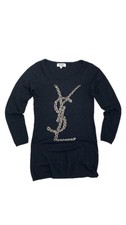 Yves Saint Lauren Sweater Long YSL Big Logo Wool Sweater