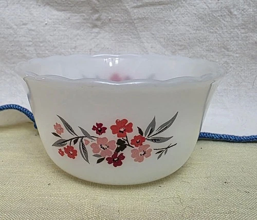 Fire King Vintage Primrose Milk Glass Ramekin Bowl Custard Cup Oven Ware USA MCM