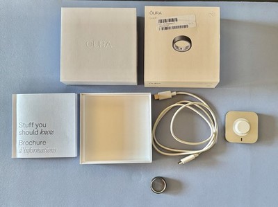 Oura Ring 4 Stealth Size 10 Smart Ring w/ Charger Cable Original Box Excellent