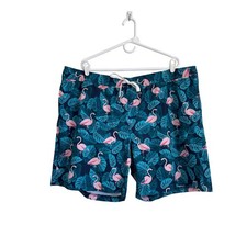 Members Mark Men's Resort Swim Trunks zip pocket UPF50 flamingo aqua lined XXL