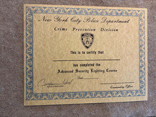 Vintage 1990's UNUSED NYPD Training Course Certificate -OBSOLETE original