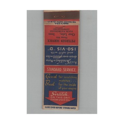 Matchbook Cover Standard Gas Station Petersen Service Clear Lake IA