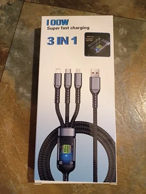 100W 3 In 1 Super Fast Charging Data Cord - Image 1 of 4