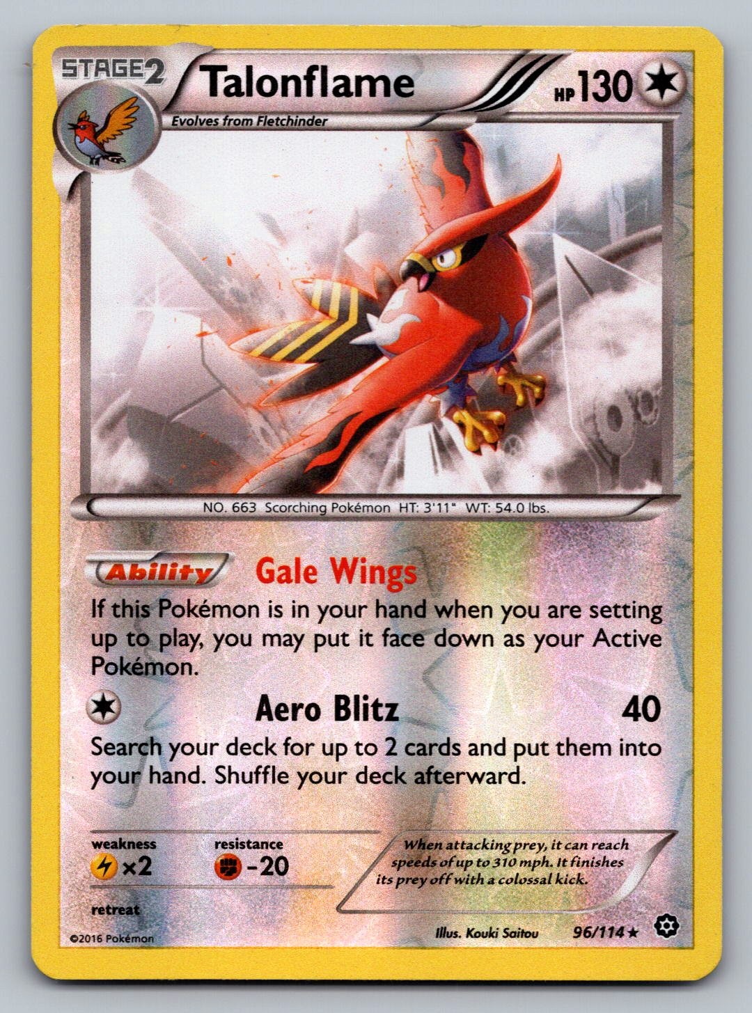 Pokemon TCG XY - Steam Siege Talonflame 96/114 Reverse Holo